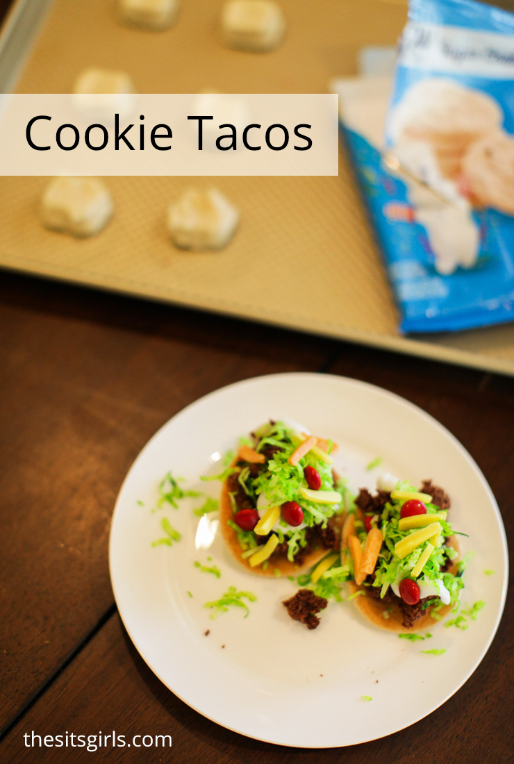 Use store bought dough to make these adorably delicious cookie tacos!