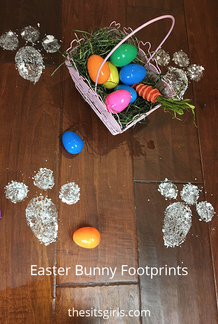 Use baking soda to make these cute Easter bunny footprints.