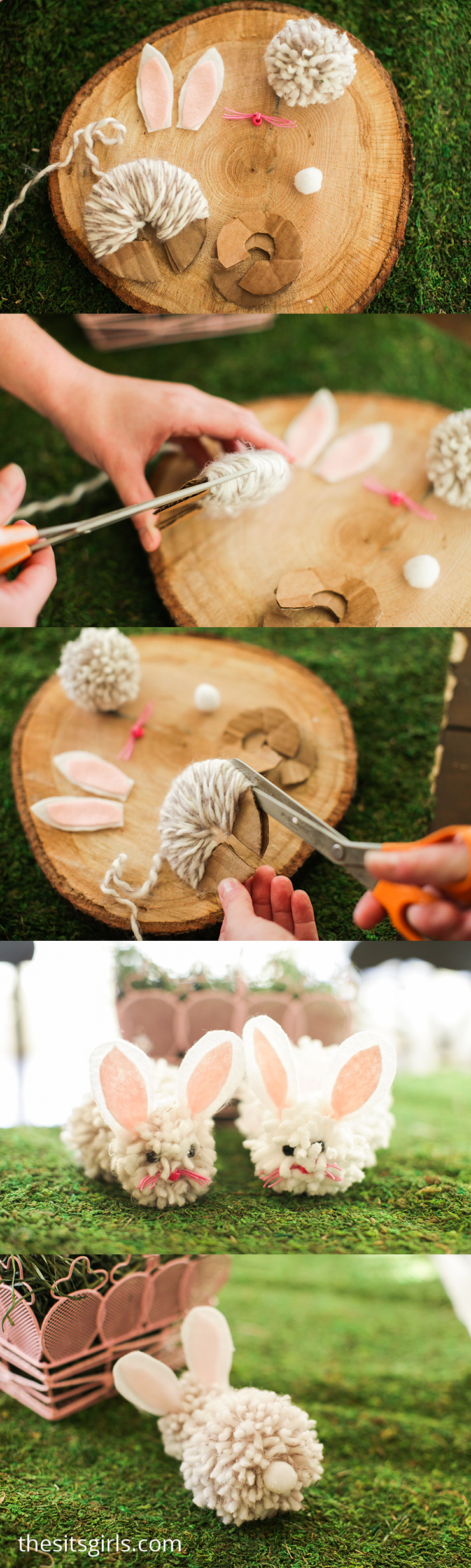 Pom Pom Bunnies | Cute Easter pom pom crafts that can be made in under 10 minutes!