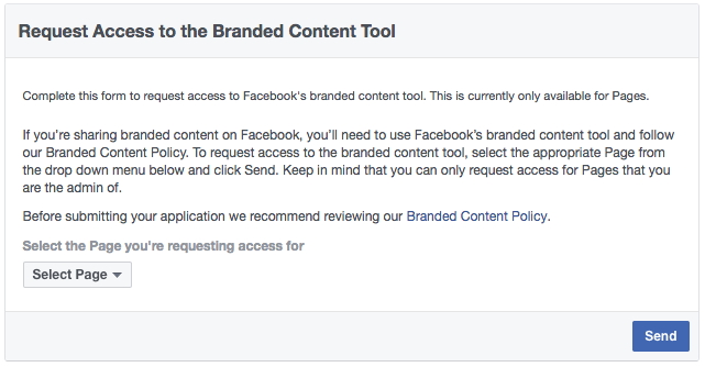 Facebook Branded Content Application