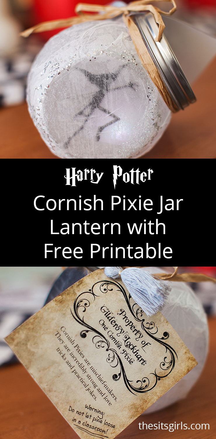 Harry Potter Cornish Pixie Jar Lantern, inspired by the pixies from the Wizarding World. Includes video tutorial and free printable. 