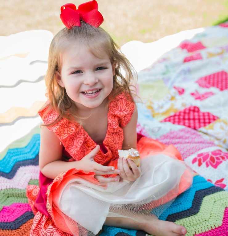 Colorful quilts are perfect for a royal picnic station at your princess party. 