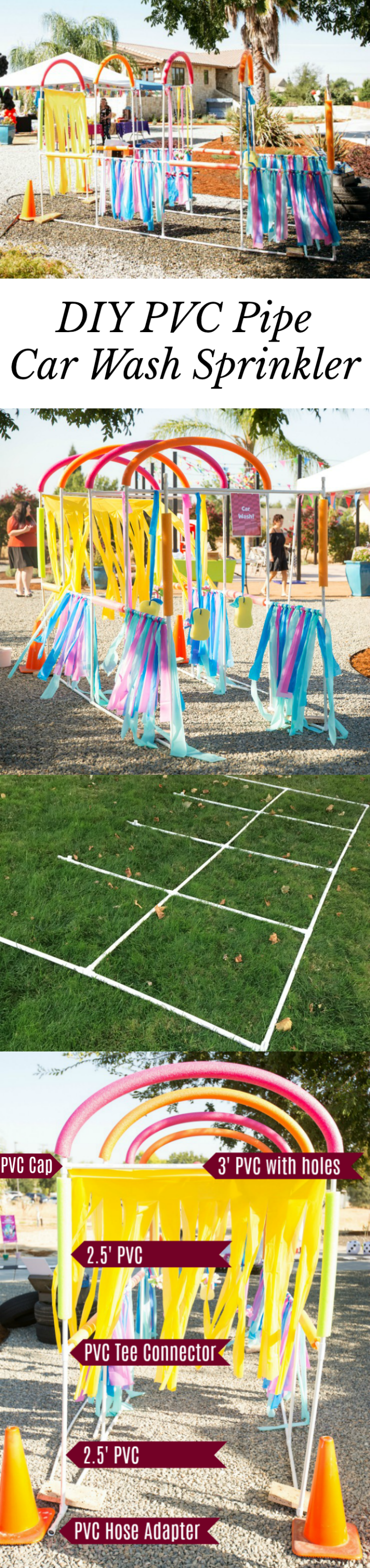 Great idea for summer fun! DIY PVC Pipe Car Wash Sprinkler