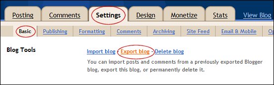 backing up blogger