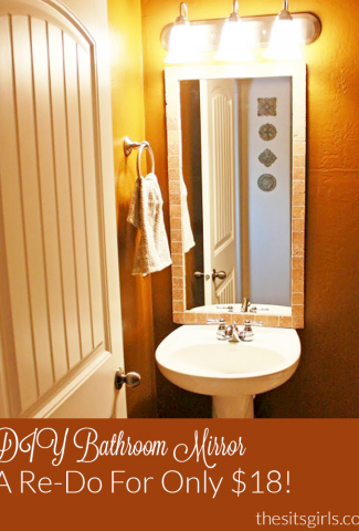 This DIY Bathroom Mirror redo is easy, and it only costs $18!