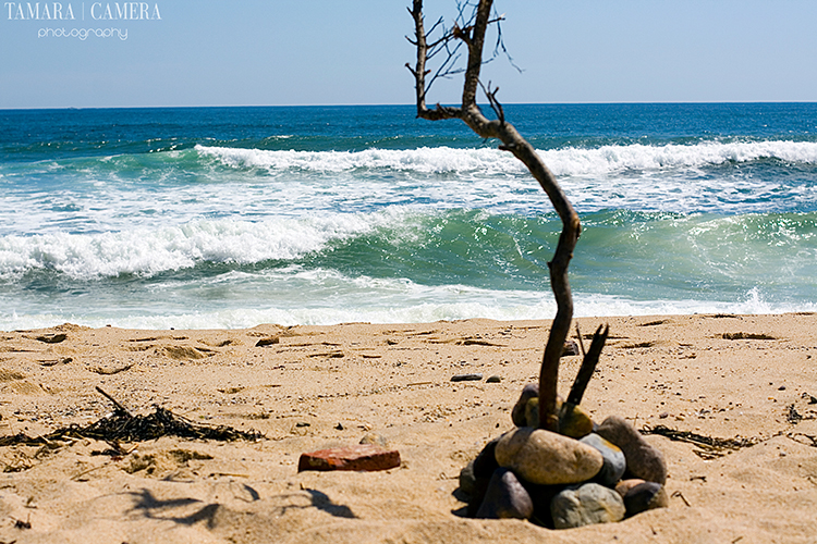 Pile of rocks on the beach.