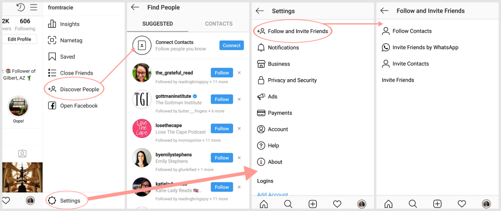 screenshot instagram settings for finding contacts - how do my friends have so many followers on instagram