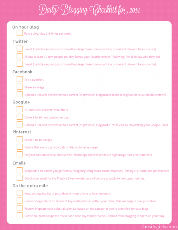 Daily Blogging Checklist, Plus Free Download | How to Blog Guide