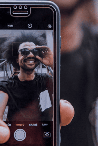 Image of a phone with a photo app.