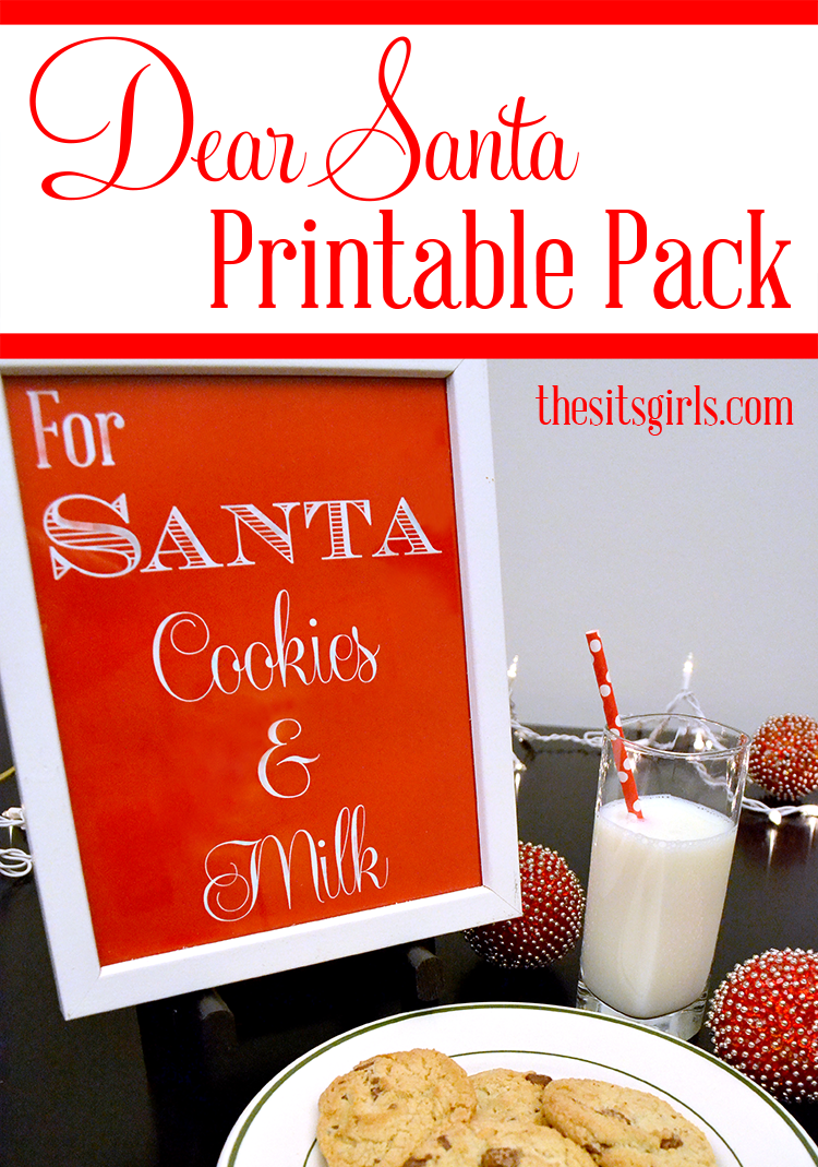 These Dear Santa printables will make your kids' Santa experience extra fun. With letters to and from Santa, a sign for Santa's cookies and milk, help making food for the reindeer with a recipe, poem, and sign, and a bonus pin the hat on the snowman game, this printable pack has everything you need for Santa's big day. 