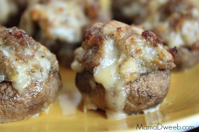 Sausage Stuffed Mushrooms - perfect for a game day snack