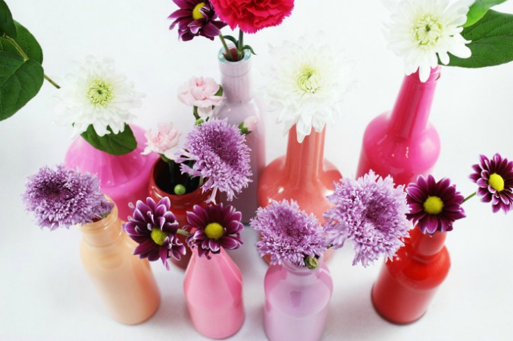 Diy Painted Glass Bottle Vases Glass Bottle Craft