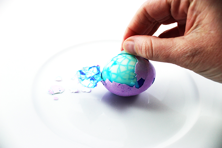 Remove the remainder of the egg shell.
