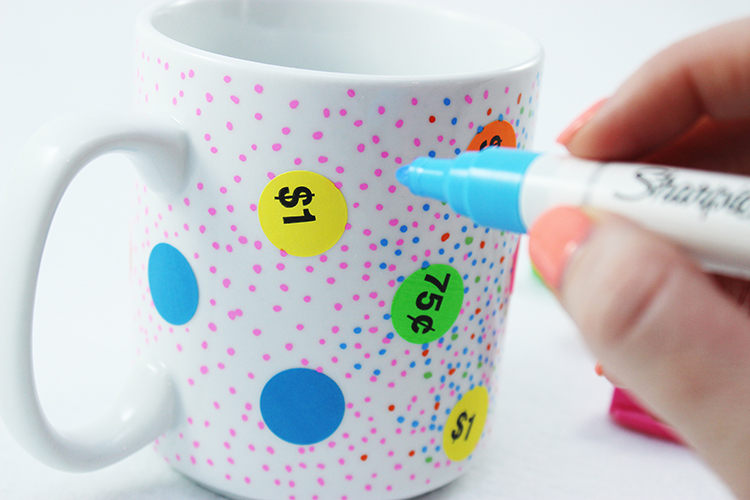 Polka Dots everywhere on this cute, DIY Sharpie Mug!