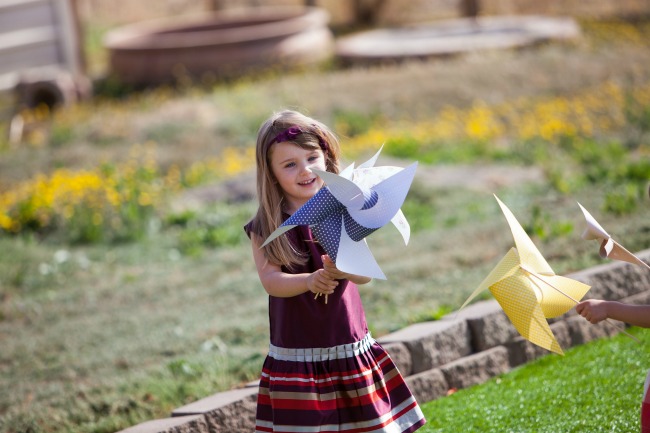 LOVE these giant pinwheels. They are a cute decoration that the kids can play with, too! 