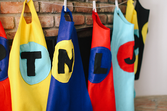 Create a super hero cape for each child at your party. They will be a lot of fun while the kids play, and double as a party gift when the kids go home. 
