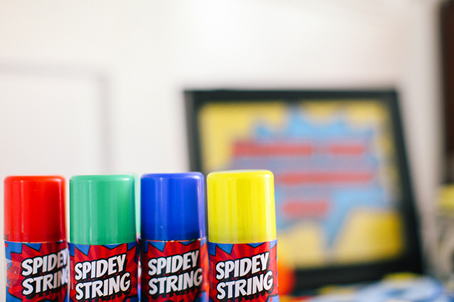With a little creativity, silly string can become "Spidey String" - perfect for a super hero theme birthday party game.
