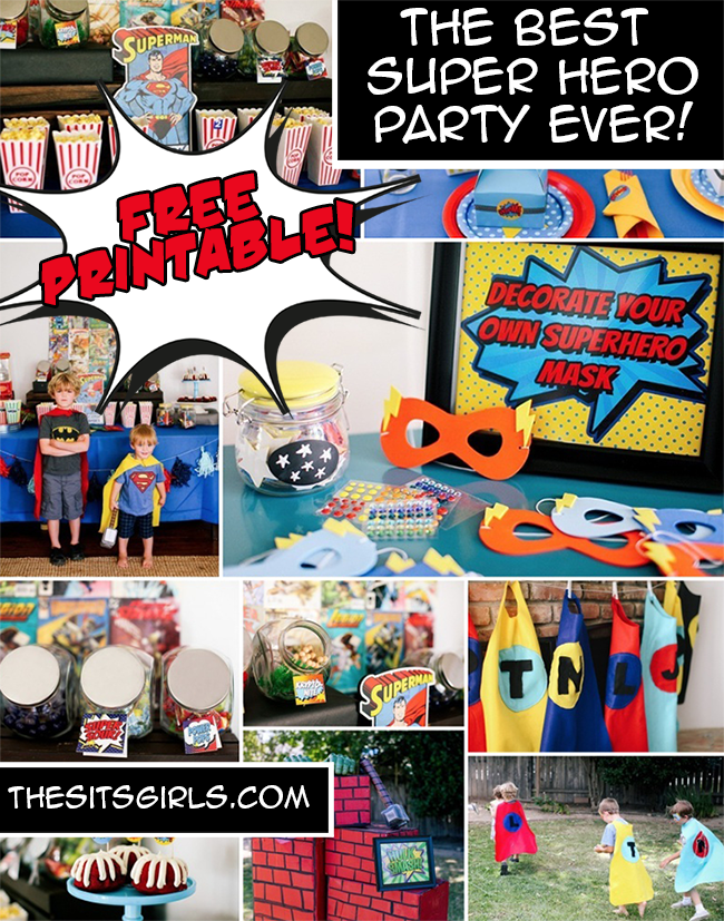 Everything you need to throw the best super hero birthday party! Includes a free printable and superhero party games, food bar, and other ideas to make your party a smash hit! | Super Hero Party Ideas