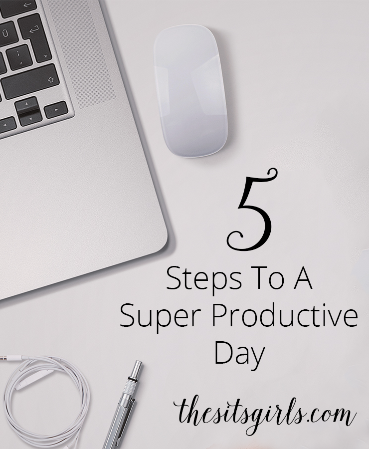 Use these five steps and become super productive - in your blog and in your daily life. Simple changes like # 3 can make a huge difference in your day. | Organize | Productivity | Blogging Tips