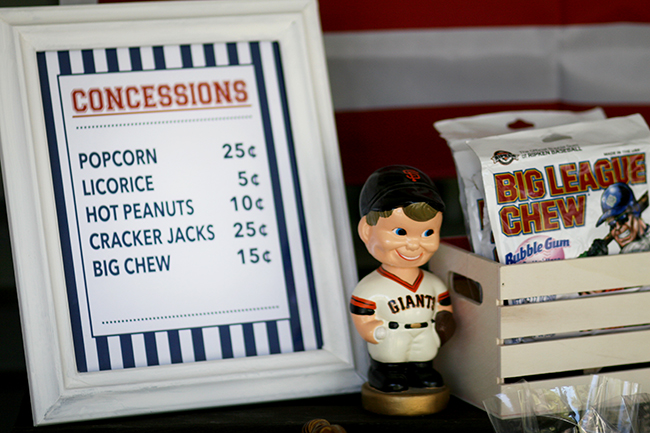 Love this cute concessions sign for a baseball party. 