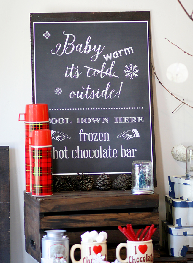 Frozen hot chocolate bar! This is a great idea for a party. And yummy, too. Merry Christmas in July!