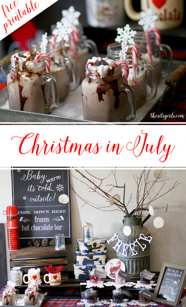 Christmas in July party ideas | From frozen hot chocolate to a build your own snowman activity, this is everything you need to throw the perfect Christmas party to cool off in the summer. Includes a free snowman printable.