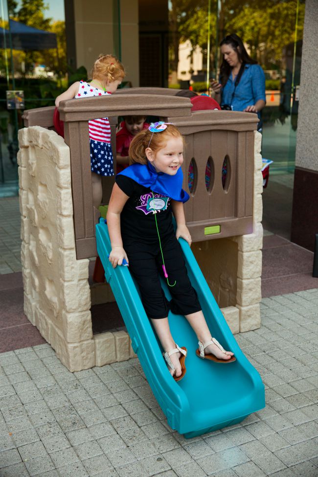 Always go down the slide feet first! 
