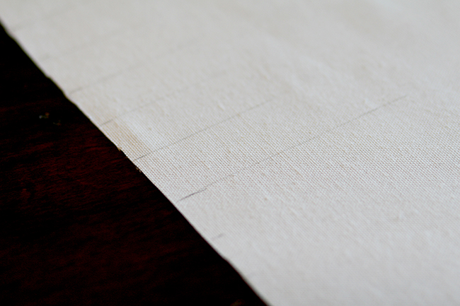 Draw ruler lines on your canvas fabric. 