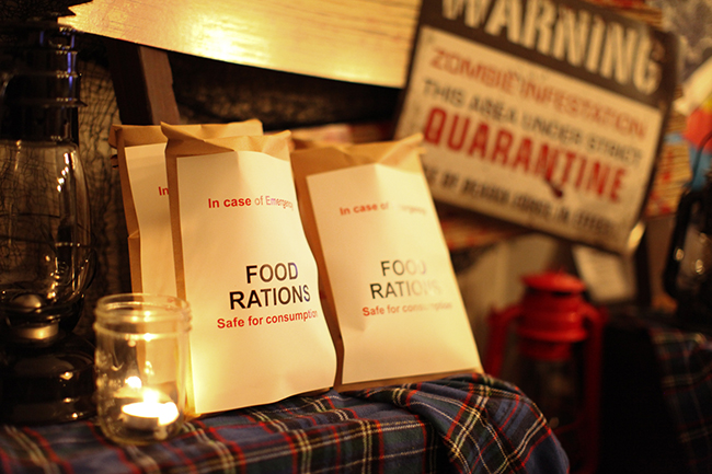 Food ration packets are a necessity for a Fear the Walking Dead theme party. What would you need to survive?