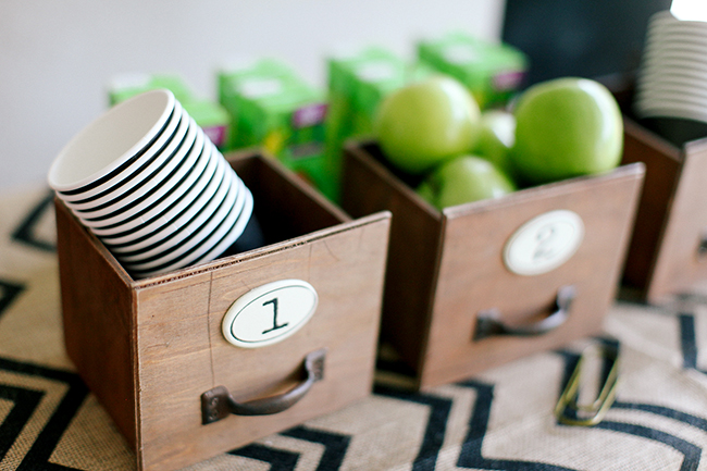 Apples are a great decoration for a back to school party. 
