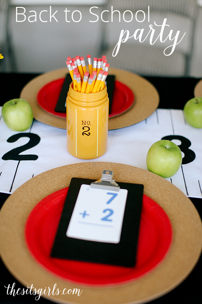 Great back to school party ideas! Love the school themed decor, and the cereal bar. There are also free printables here! 