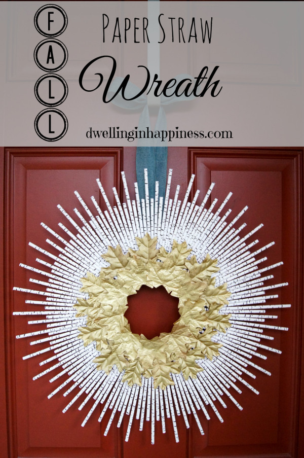 This paper straw wreath, is the perfect way to use unconventional items to make fall decor.