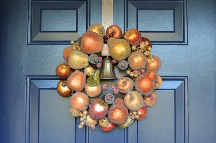 A Beautiful Sugared Fruit Wreath that can be used in Fall or Winter. A great alternative to burlap!