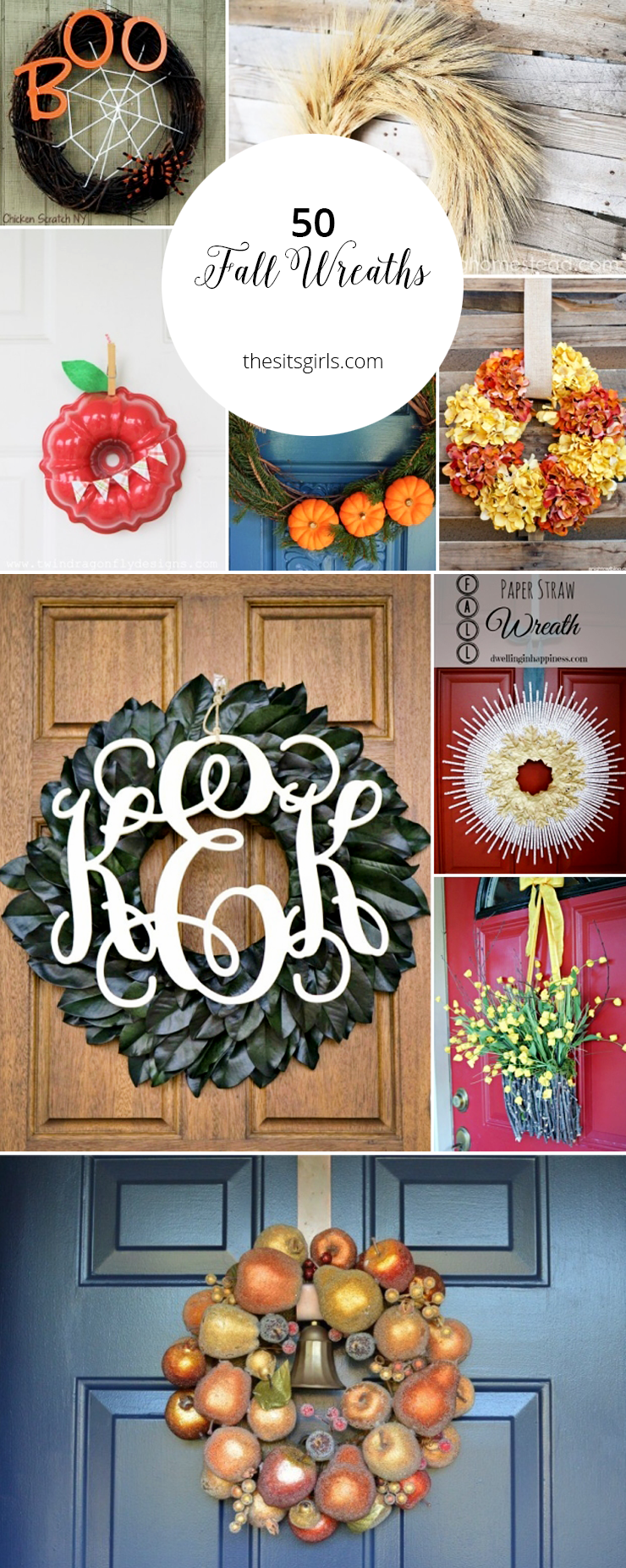50 Beautiful Fall Wreath Ideas | Dress up your house for fall with these easy DIY tutorials. With 50 fall wreaths for front door decor, you are sure to find the perfect wreath for your house.