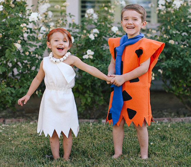 Yabba Dabba Doooo! The perfect thing to yell while wearing these cute DIY Flintstones costumes!