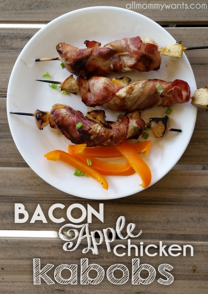 Bacon is delicious when added to these Chicken Apple Kabobs!