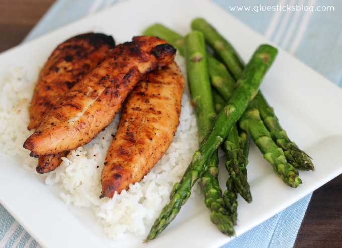 Simple Grilled chicken over rice and paired with a veggie is an American Classic!