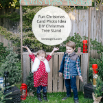 Christmas Card Photo Idea - Christmas Tree Stand | This would be easy to make, and is super cute for a Christmas card photo. Love the photo props, too.
