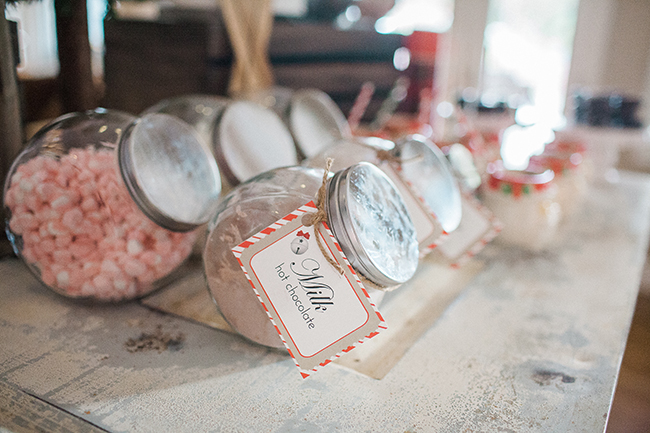 Create a cute hot chocolate bar with different flavors of hot chocolate and marshmallows!