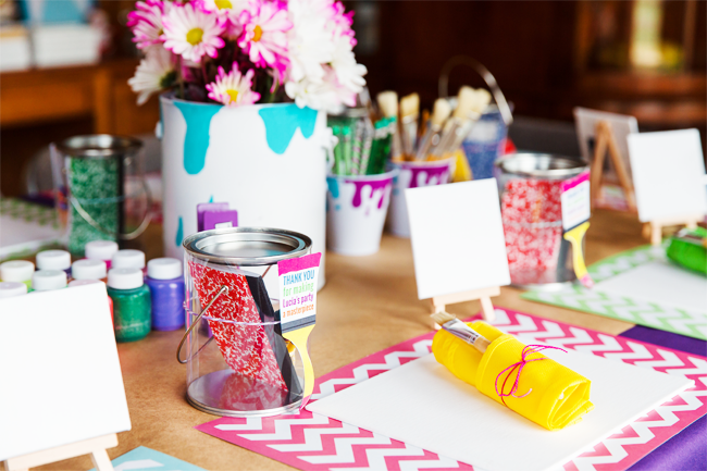 Use bright colors to make an art party really pop!