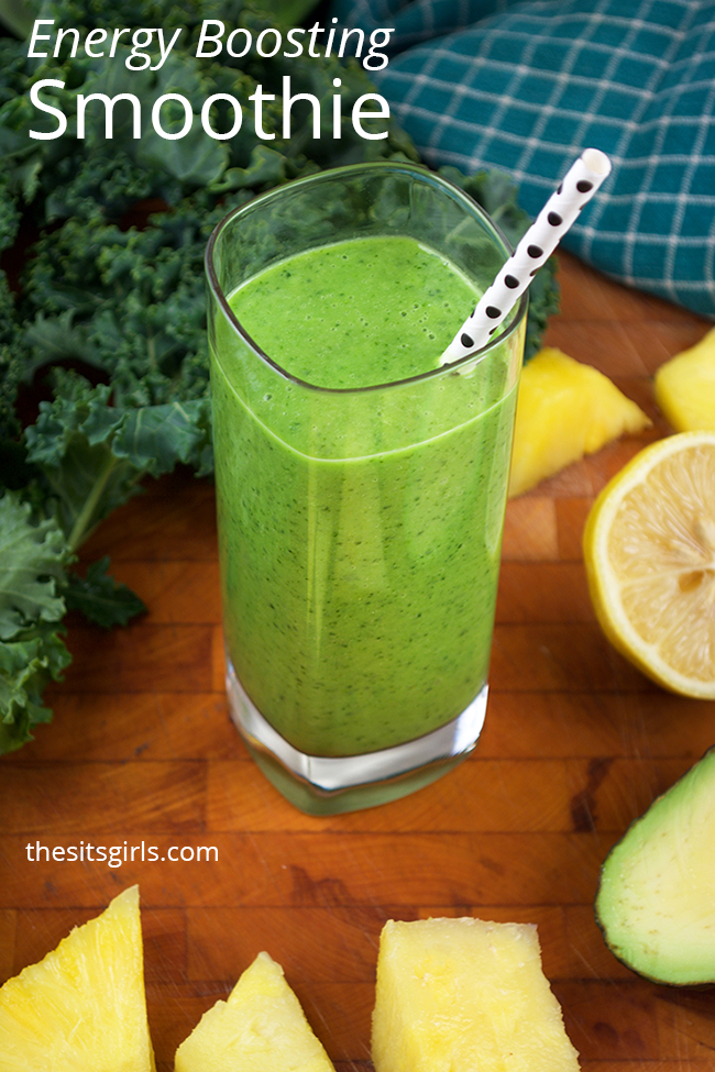 Green Smoothie Recipe | This is one of the best energy boosting smoothies with pineapple, avocado and kale. 
