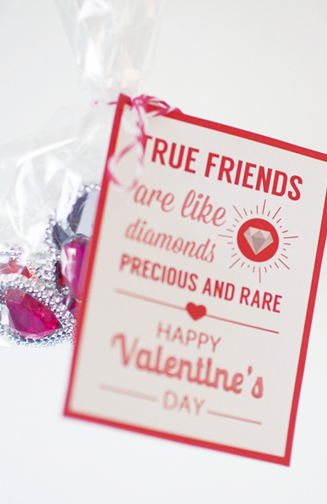 Use fake rings in place of candy for a fun Valentine's Day treat!