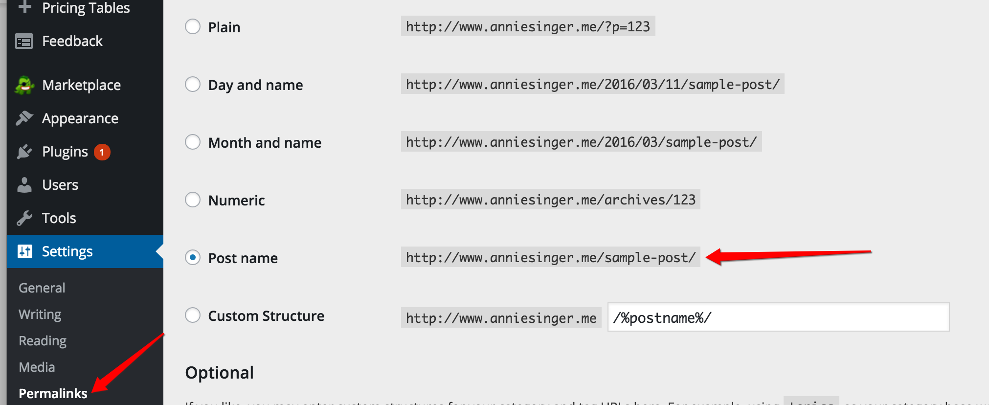 Wordpress URL Structure