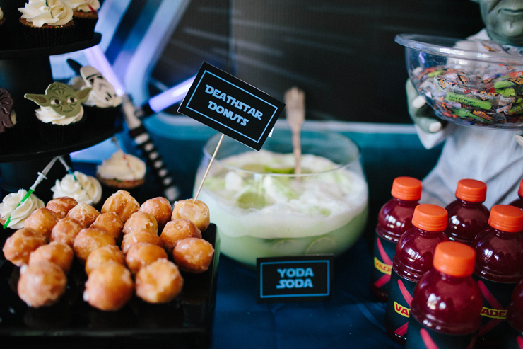 Yoda Soda and Death Star Donuts - great names for Star Wars party food.