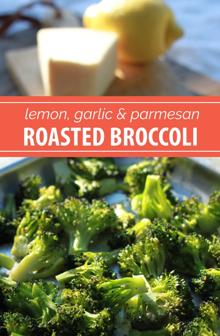 Lemon, Garlic, & Parmesan Roasted Broccoli Recipe | A quick and easy side dish recipe you can make any night of the week. Plus, a tip for roasting broccoli that will change your cooking life.