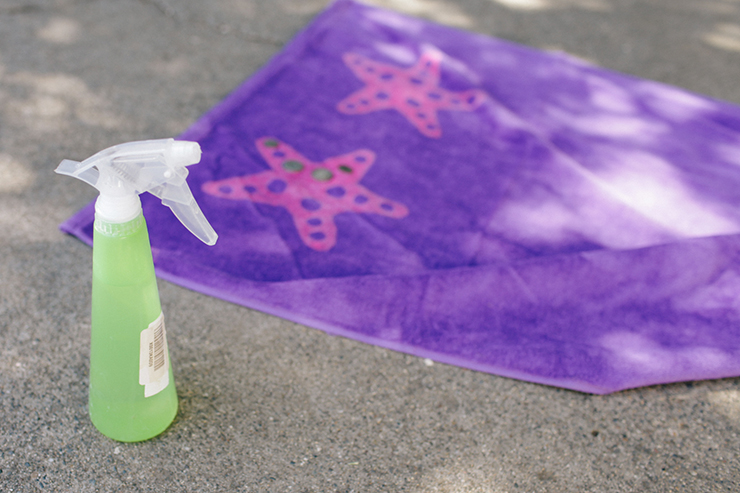 Use bleach and water to create a custom towel!