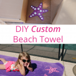 Making your own custom beach towel is super easy with this tutorial. You can create any pattern or saying you like, and embrace the summer fun at the beach or pool.
