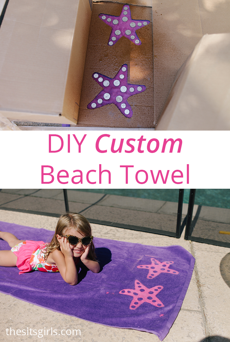 Making your own custom beach towel is super easy with this tutorial. You can create any pattern or saying you like, and embrace the summer fun at the beach or pool.