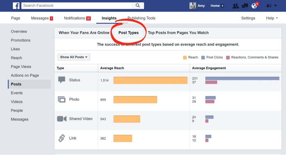 What types of posts should you share on your Facebook page? A look at your Facebook analytics will answer that question for you!