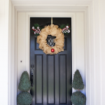 Decorate your front door for Christmas with this cute Rudolph Wreath. This is an easy project using a pool noodle. Make your own Christmas wreath for $10.